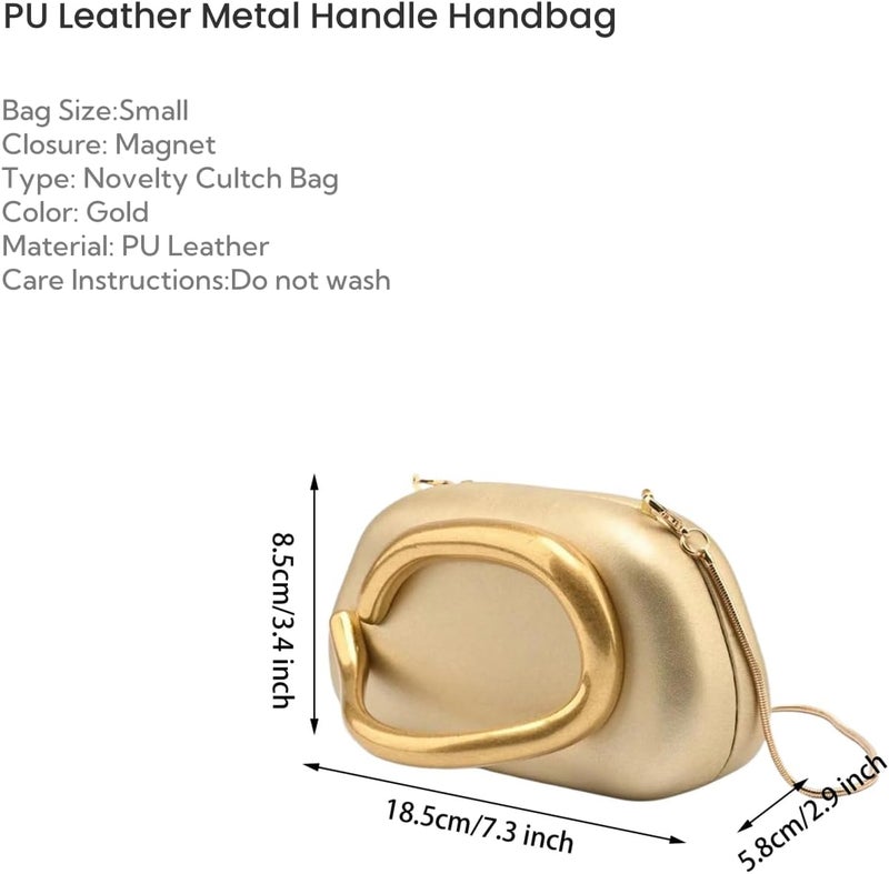 Tasysain Women PU Leather Metal Handle Handbag Trendy Commuting Compact Stone Purse Hand-held Causal Shoulder Clutch Bag - Image 4